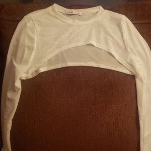 Long sleeve mesh crop top